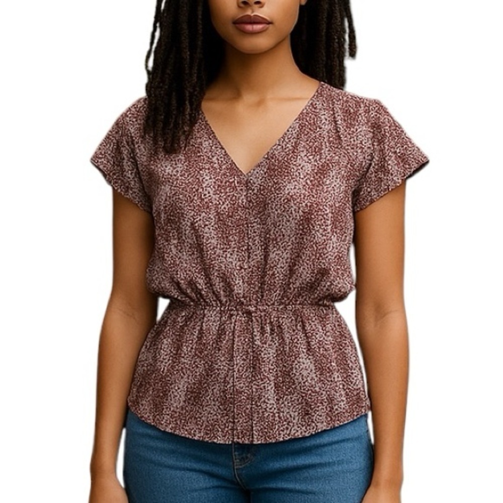 Banana Republic Medium Peplum Cap Sleeve Tie Waist Shirt